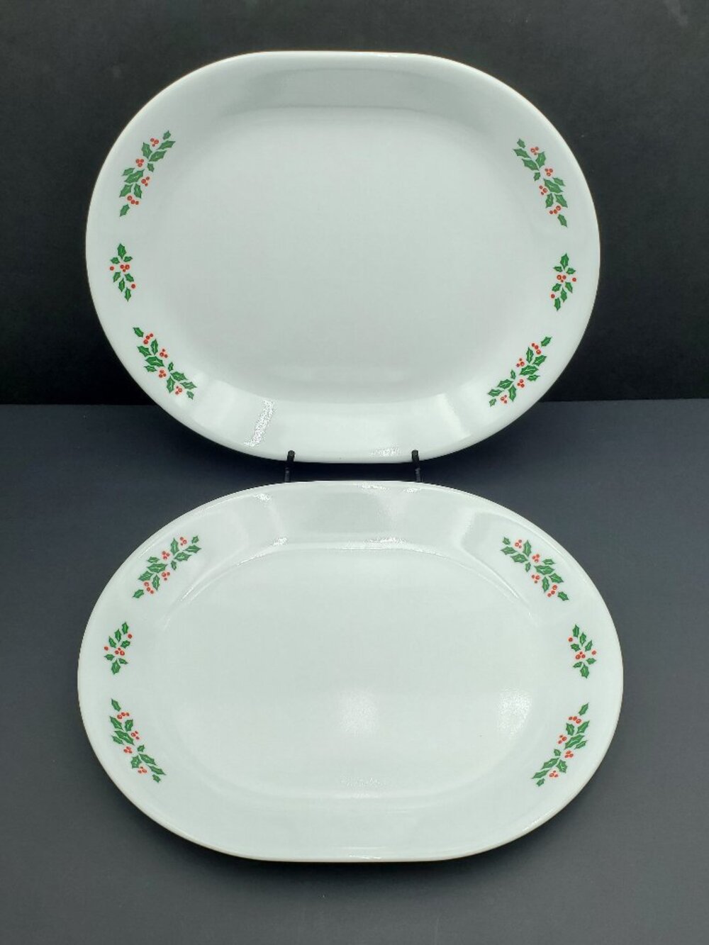 Corelle Winter Holly Platters Corning Christmas Holiday Oval Serving Plates